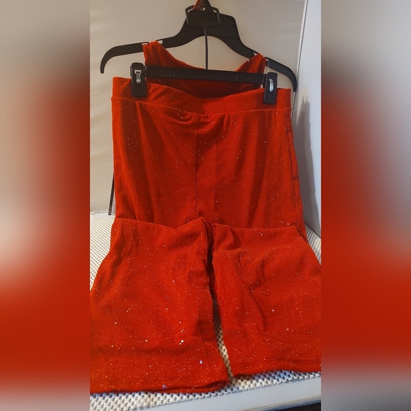 Madden NYC Women’s Size Small Sparkle Tank Top and Flare Pants Set 2-Piece Red - Picture 4 of 5
